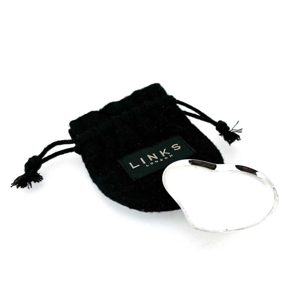 Vintage Links of London heart dish with original drawstring pouch