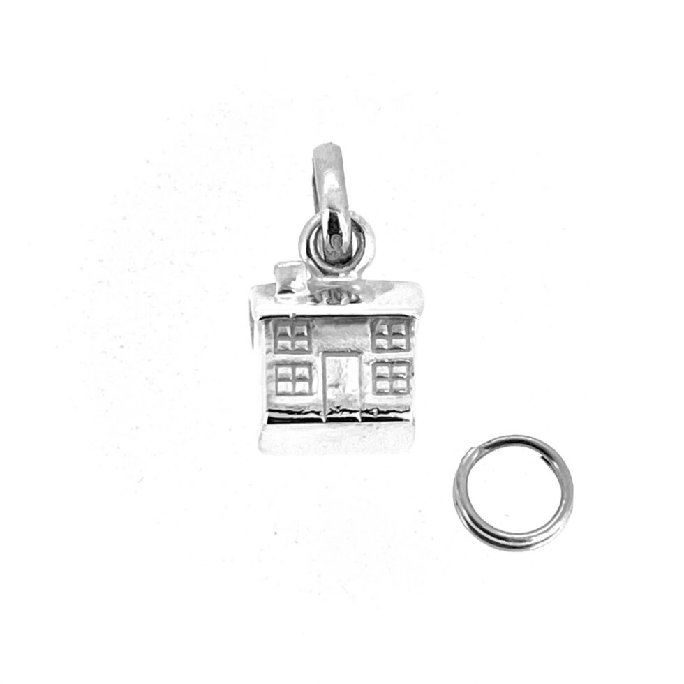 Sterling silver British house charm close view