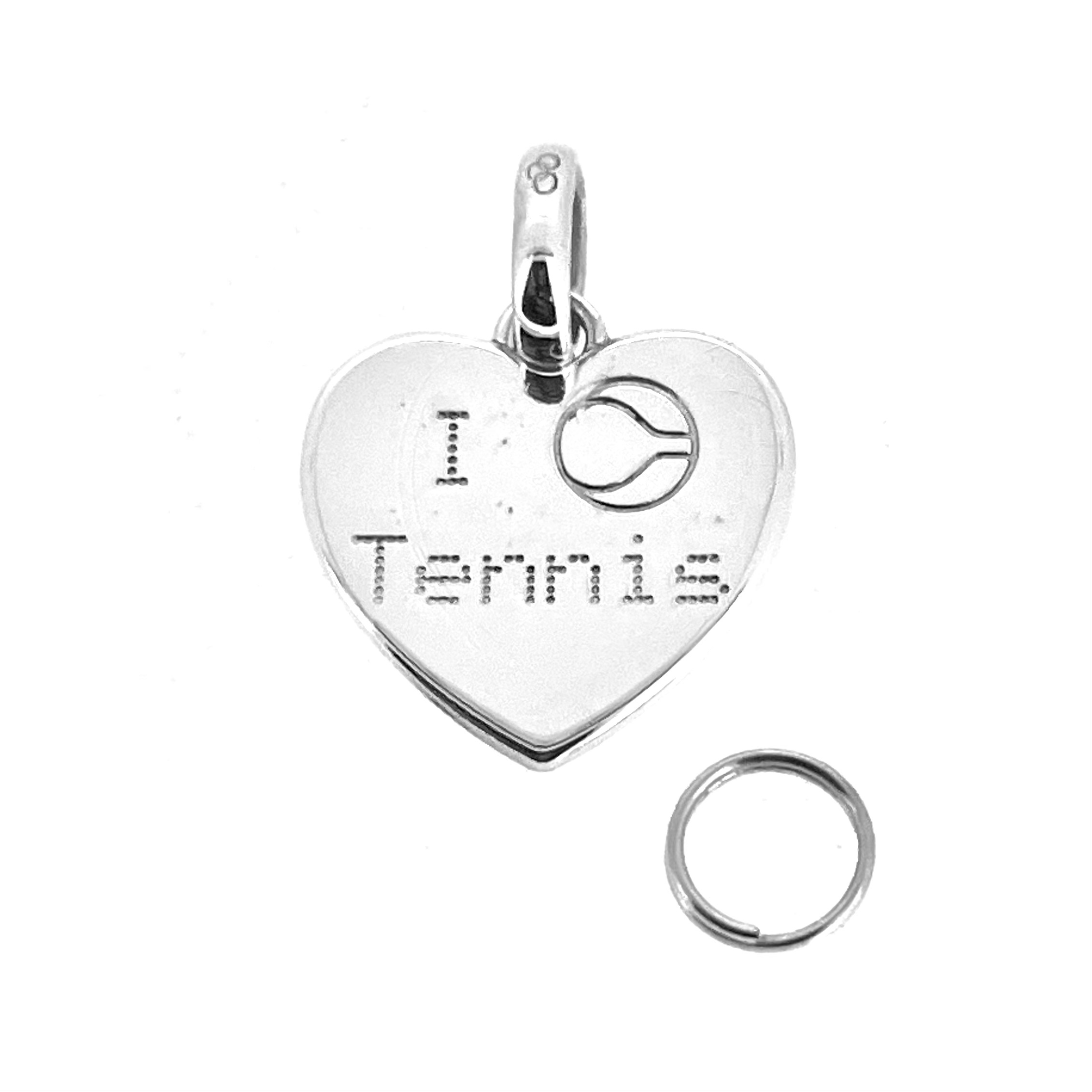 Vintage Links of London I Love Tennis Heart Charm in sterling silver