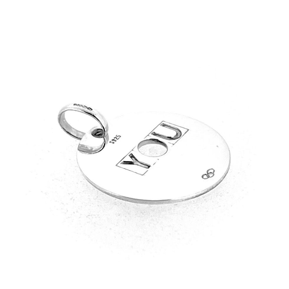 Links of London YOU engraved disc pendant reverse view