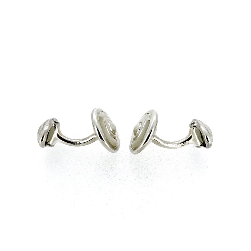 Vintage Links of London cufflinks showing iridescent shell detail