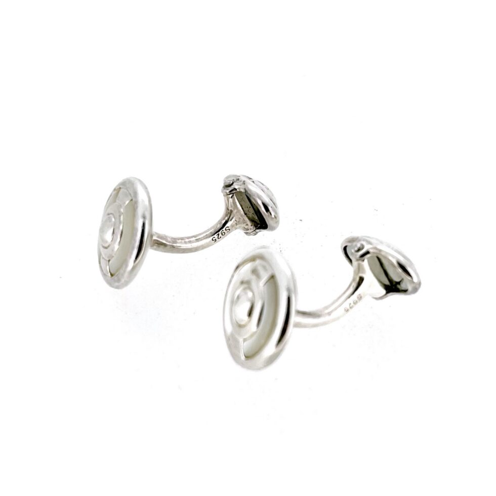 Links of London 15mm round mother of pearl cufflinks front view