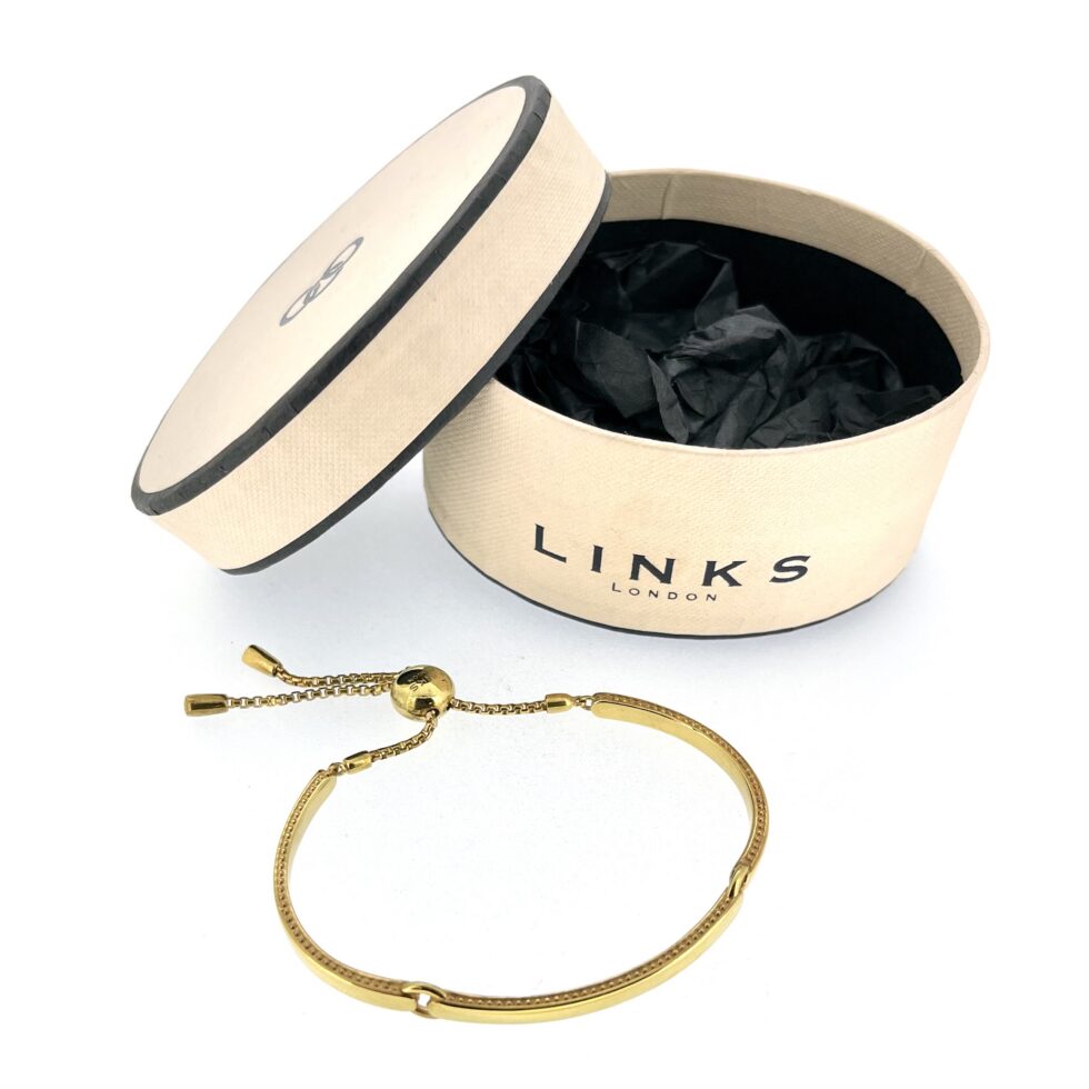 Links of London gold bracelet with beaded border
