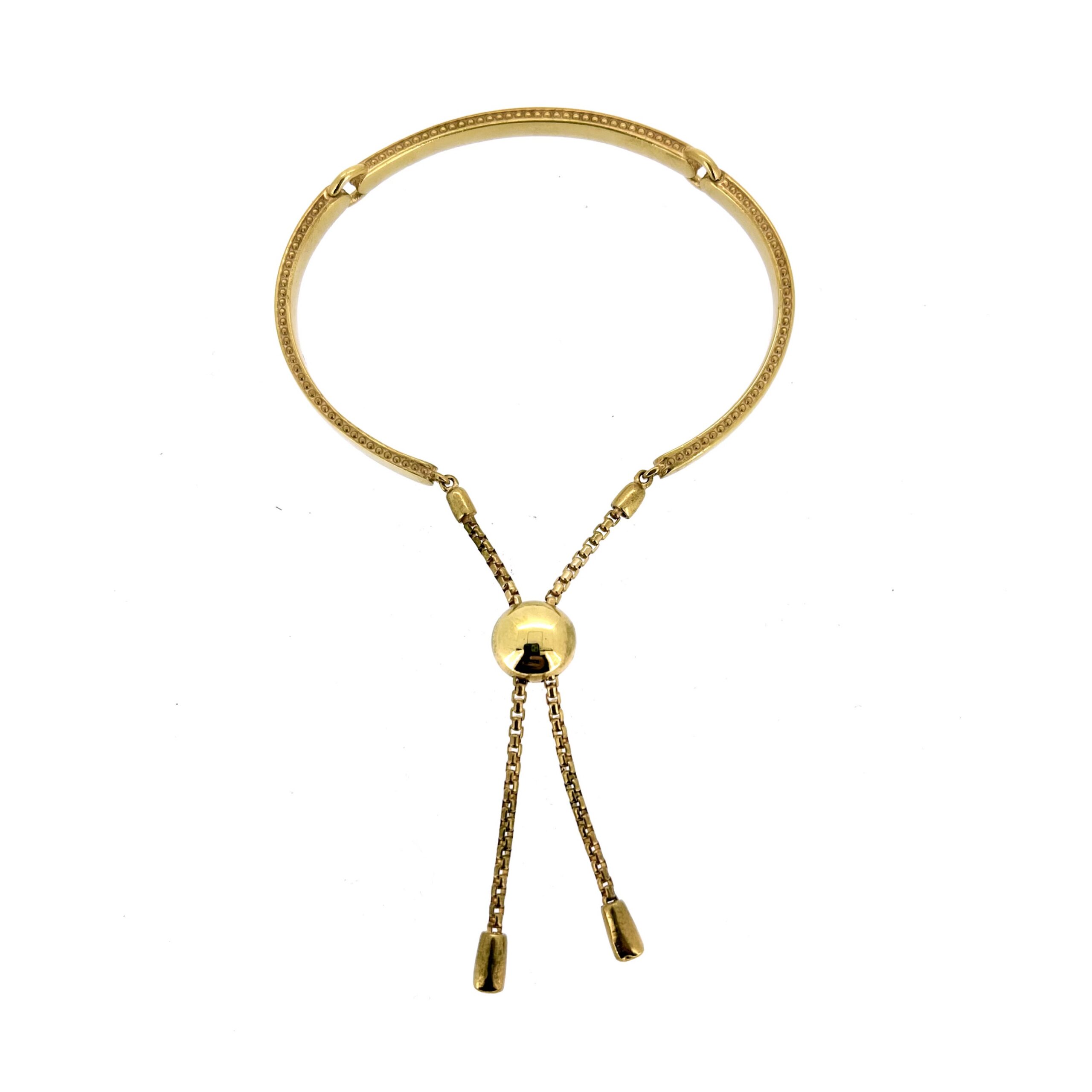 Gold plated Narrative Bracelet with beaded edge detail