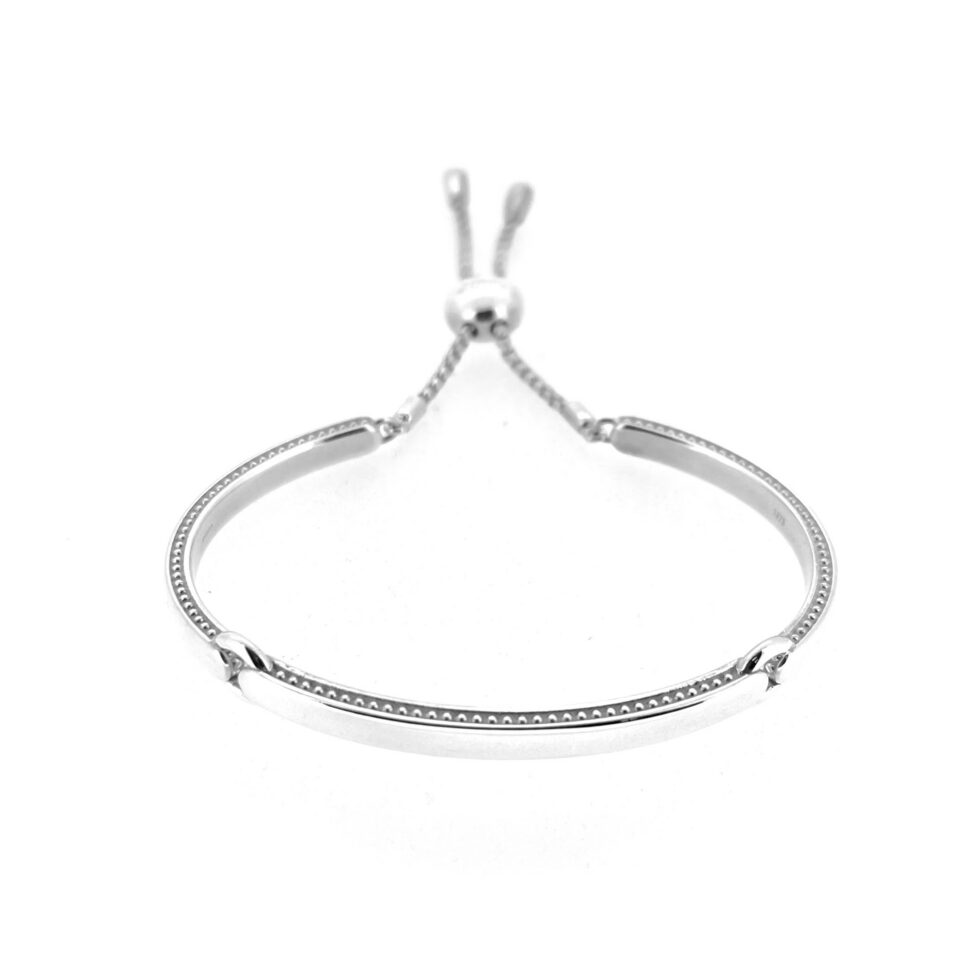Sterling silver Narrative Bracelet with beaded edge detail
