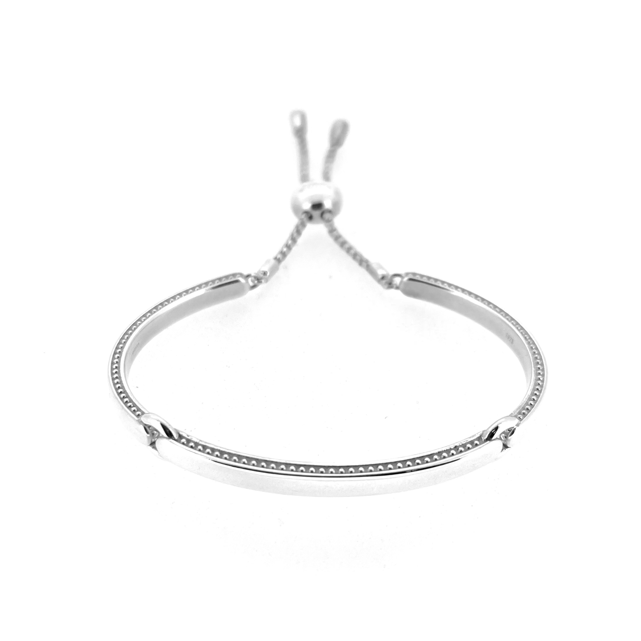 Sterling silver Narrative Bracelet with beaded edge detail