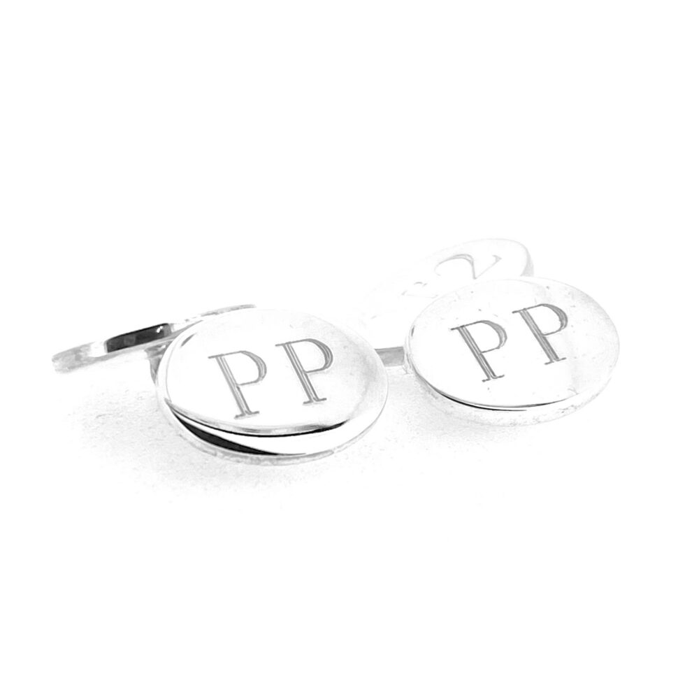 Links of London silver cufflinks engraved PP and No.2