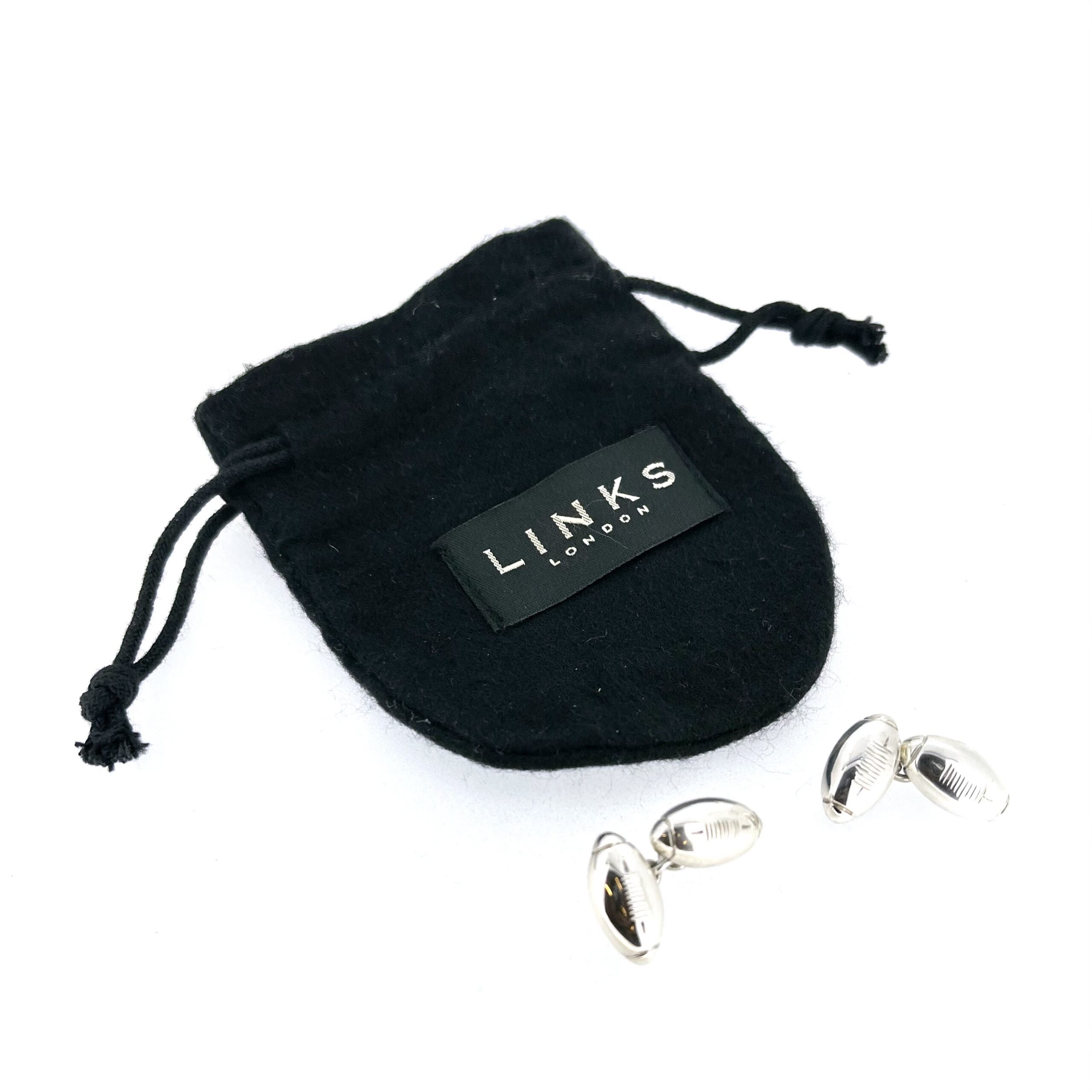 Vintage Links of London Rugby Ball Chain Cufflinks in sterling silver