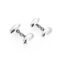 Rugby ball cufflinks showing polished sterling silver finish