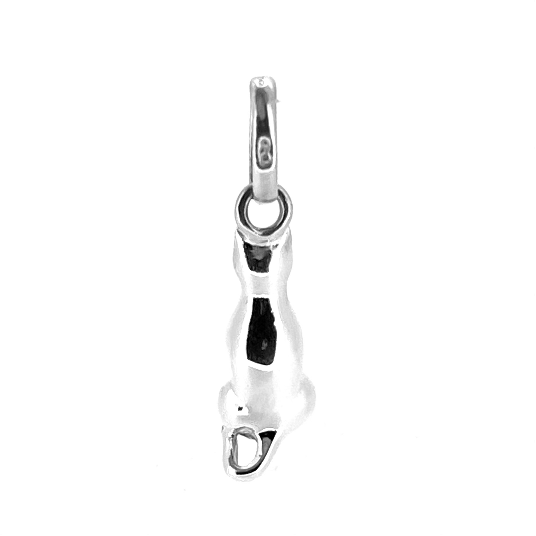 Side view of vintage sterling silver Sitting Cat Charm