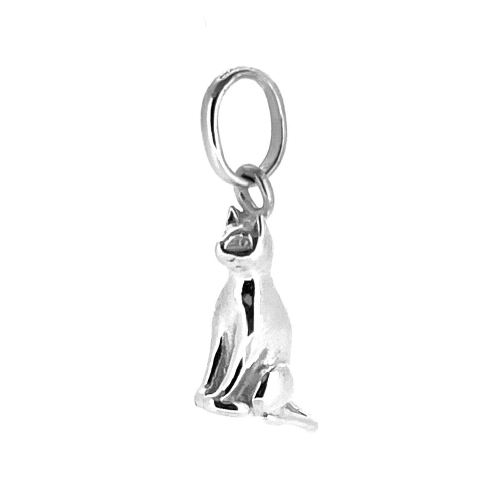 Vintage Links of London cat charm with pointed ears and curled tail