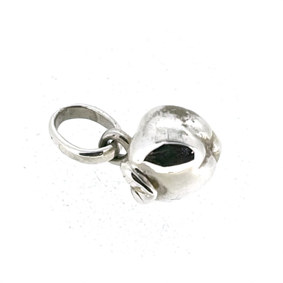 Links of London polished silver apple charm front view