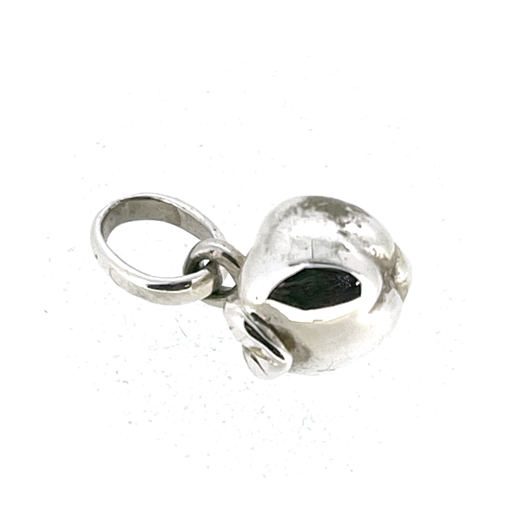 Links of London polished silver apple charm front view