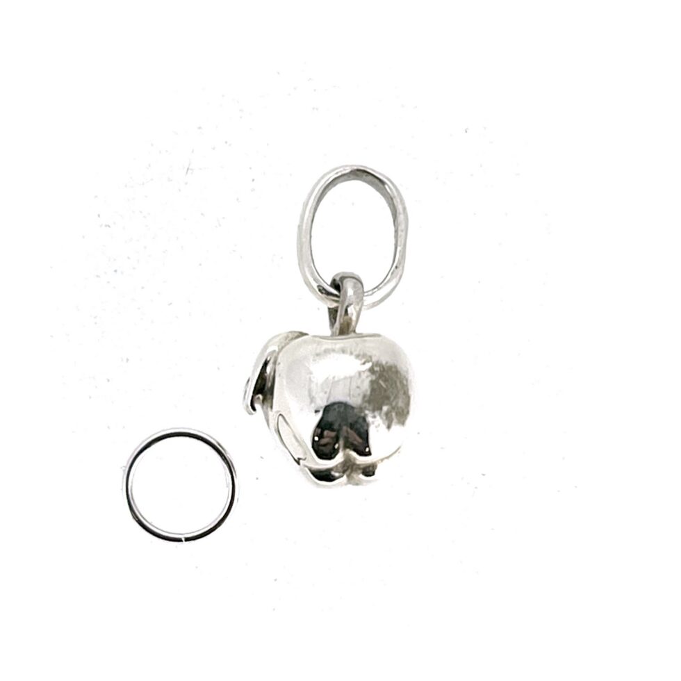 Small three-dimensional sterling silver apple charm