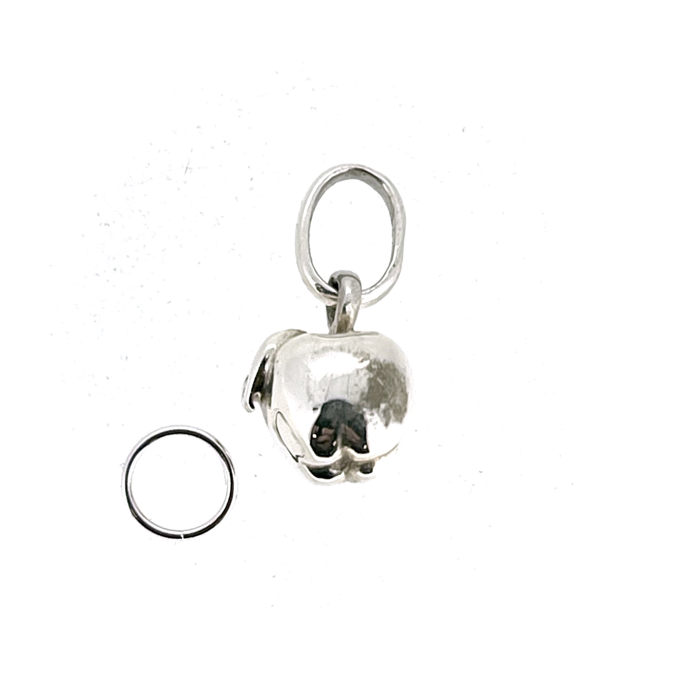 Small three-dimensional sterling silver apple charm
