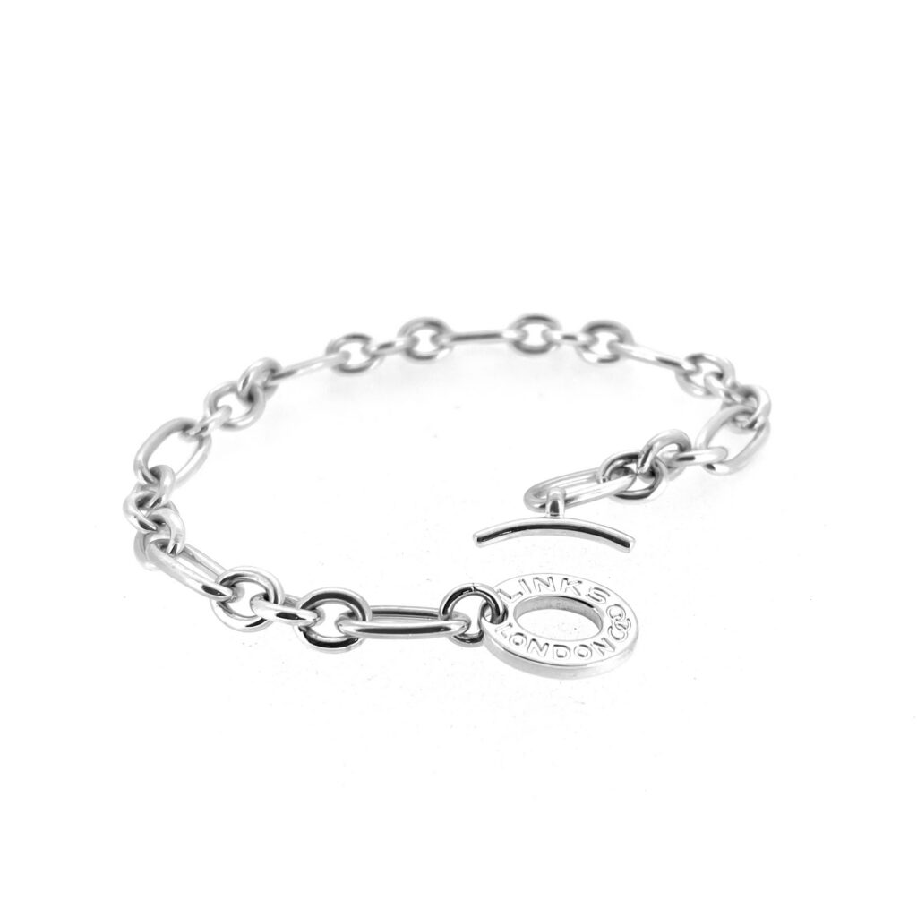 Vintage Links of London sterling silver chain charm bracelet 22cm