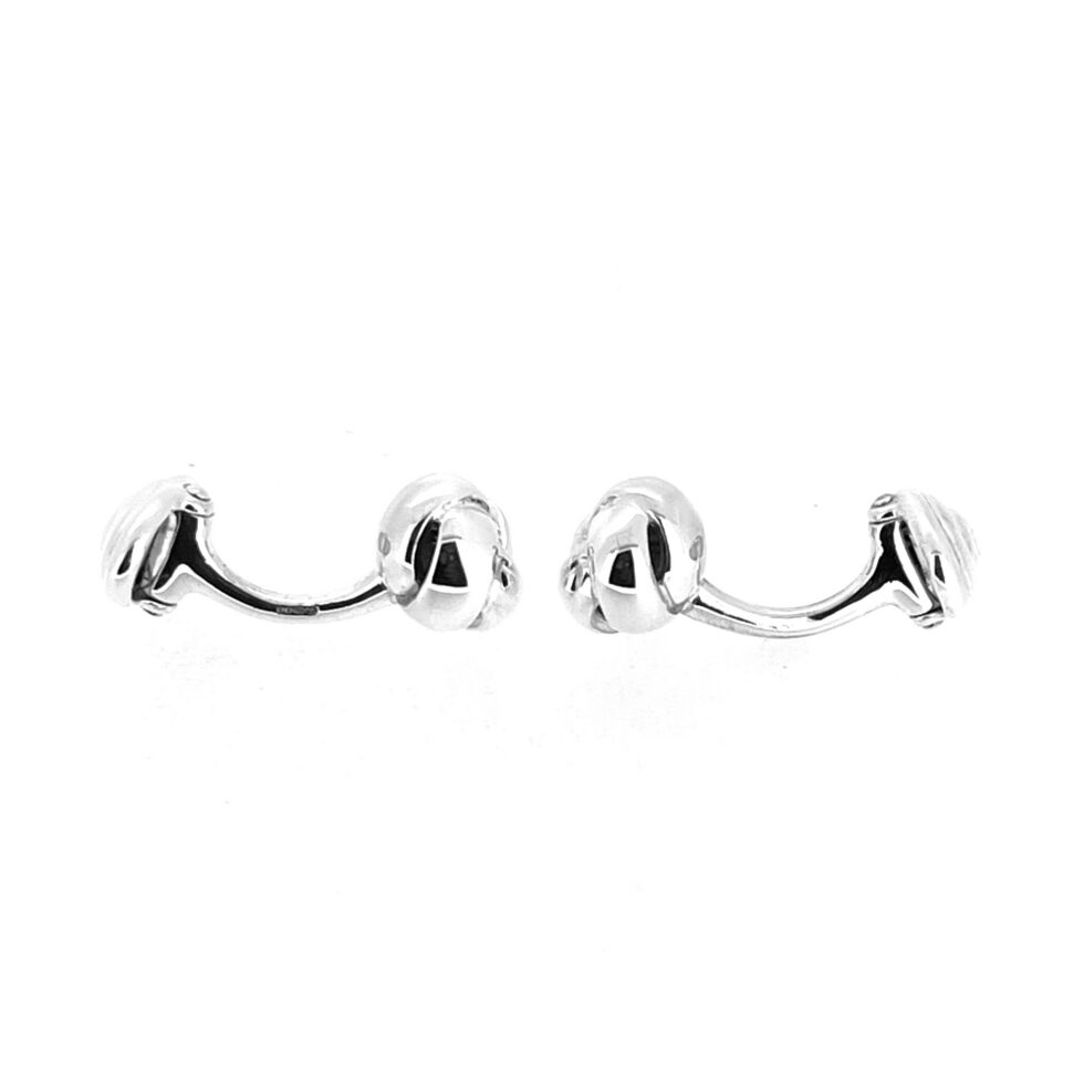Side view of 8mm deep sterling silver knot fronts