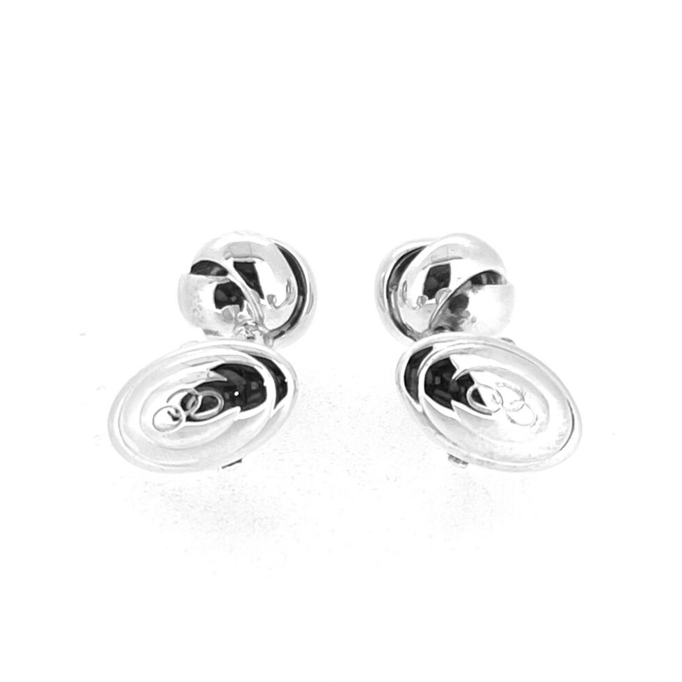 Small rounded silver knot cufflinks for formal wear