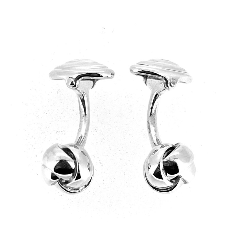 Sterling silver knot cufflinks front view