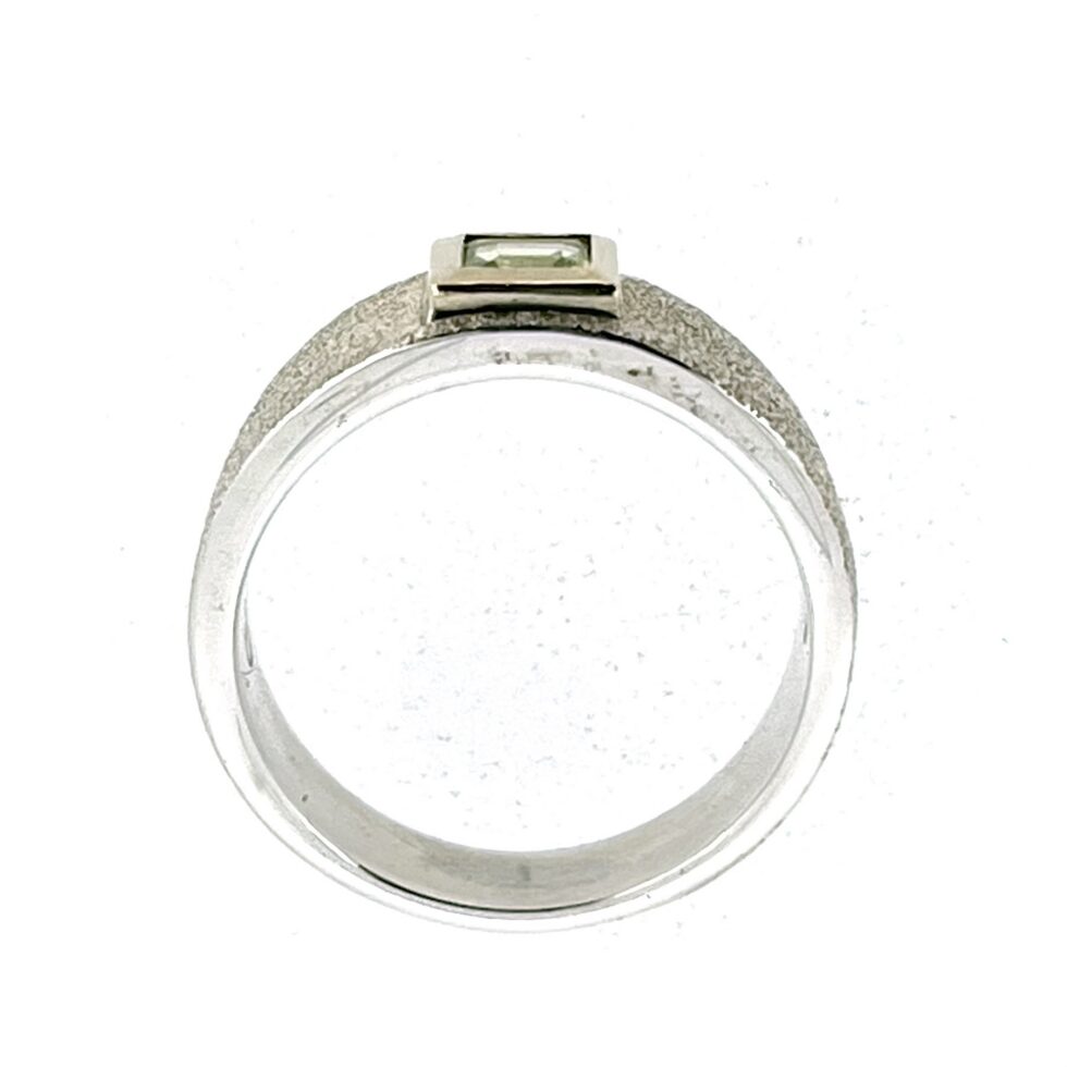Side view of broad Links of London gemstone ring