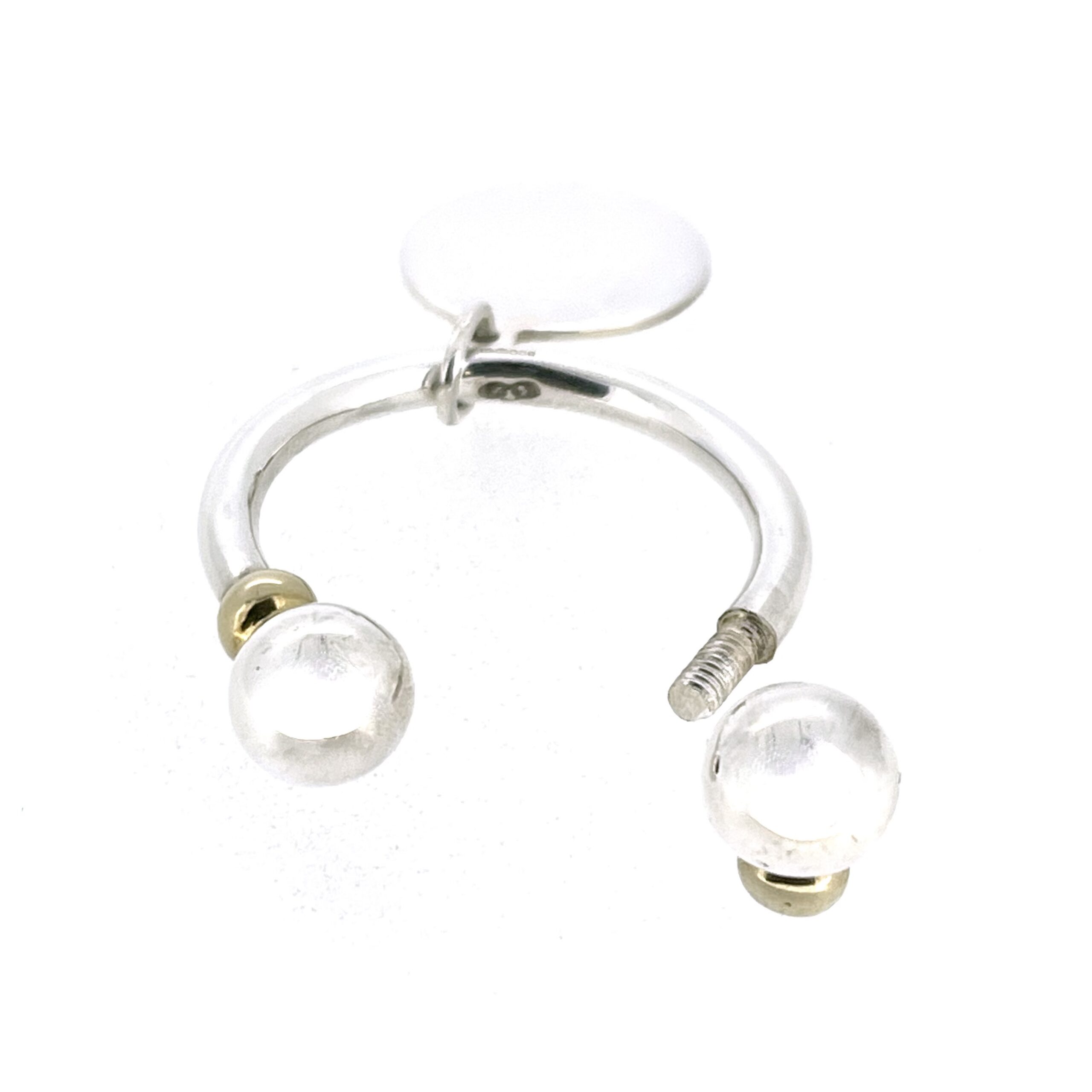 Sterling silver screwball keyring with polished spherical ends