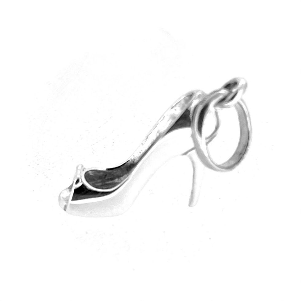 Sterling silver shoe charm measuring approximately 18mm long