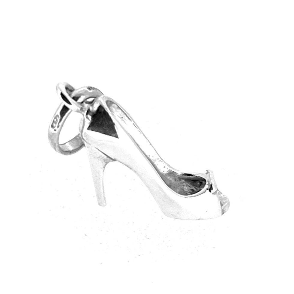 Vintage silver high heel charm with open toe detail