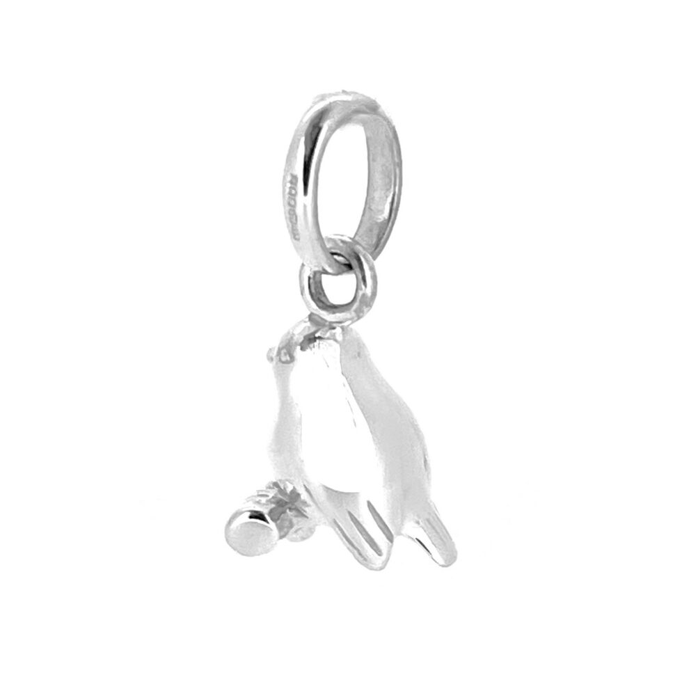 Sterling silver bird charm measuring approximately 16mm high