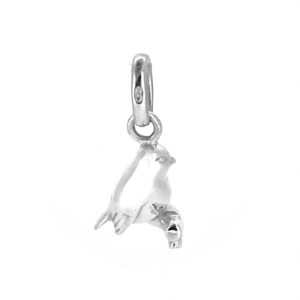 Small three-dimensional bird perched on silver branch charm