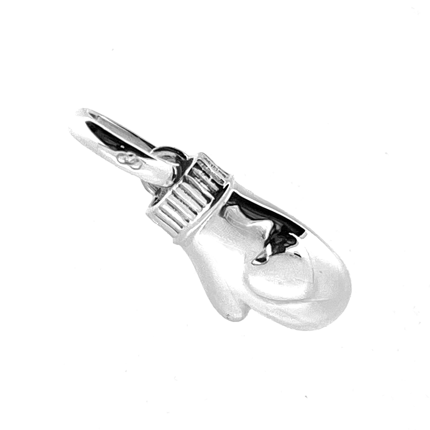 Sterling silver mitten charm measuring 18mm high