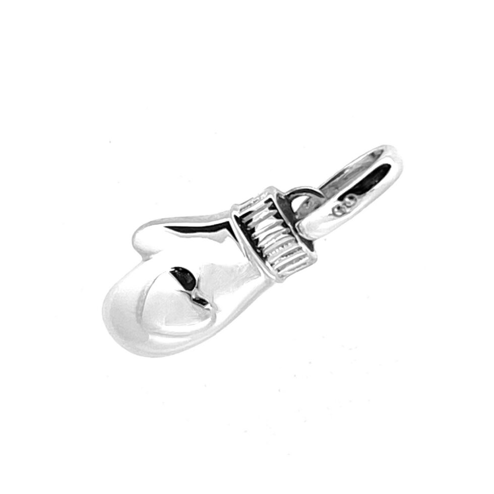 Miniature winter mitten charm with polished heart detail
