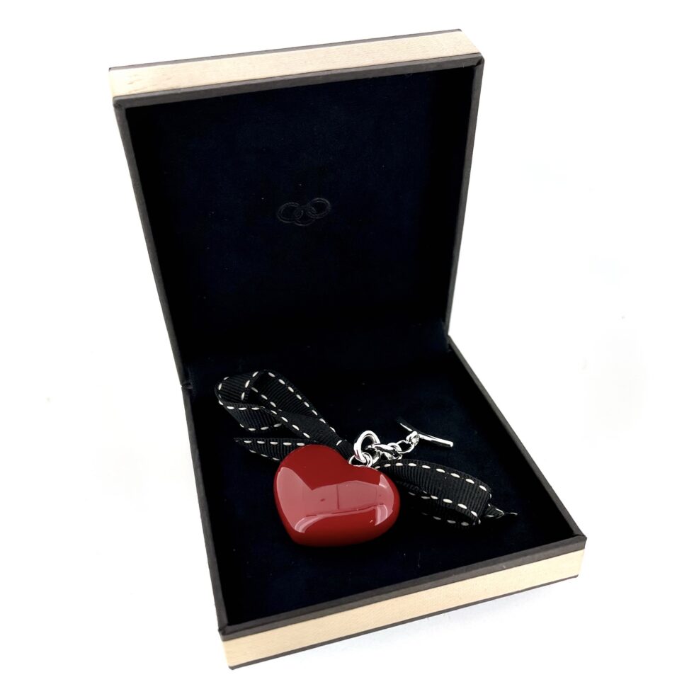 Links of London red heart bag charm front view