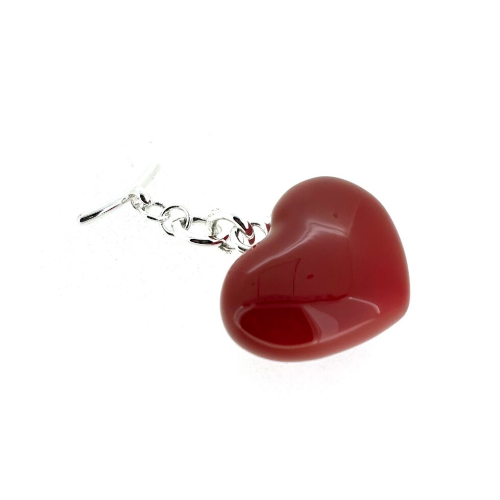 Vintage Links of London red enamel heart T-bar bag charm