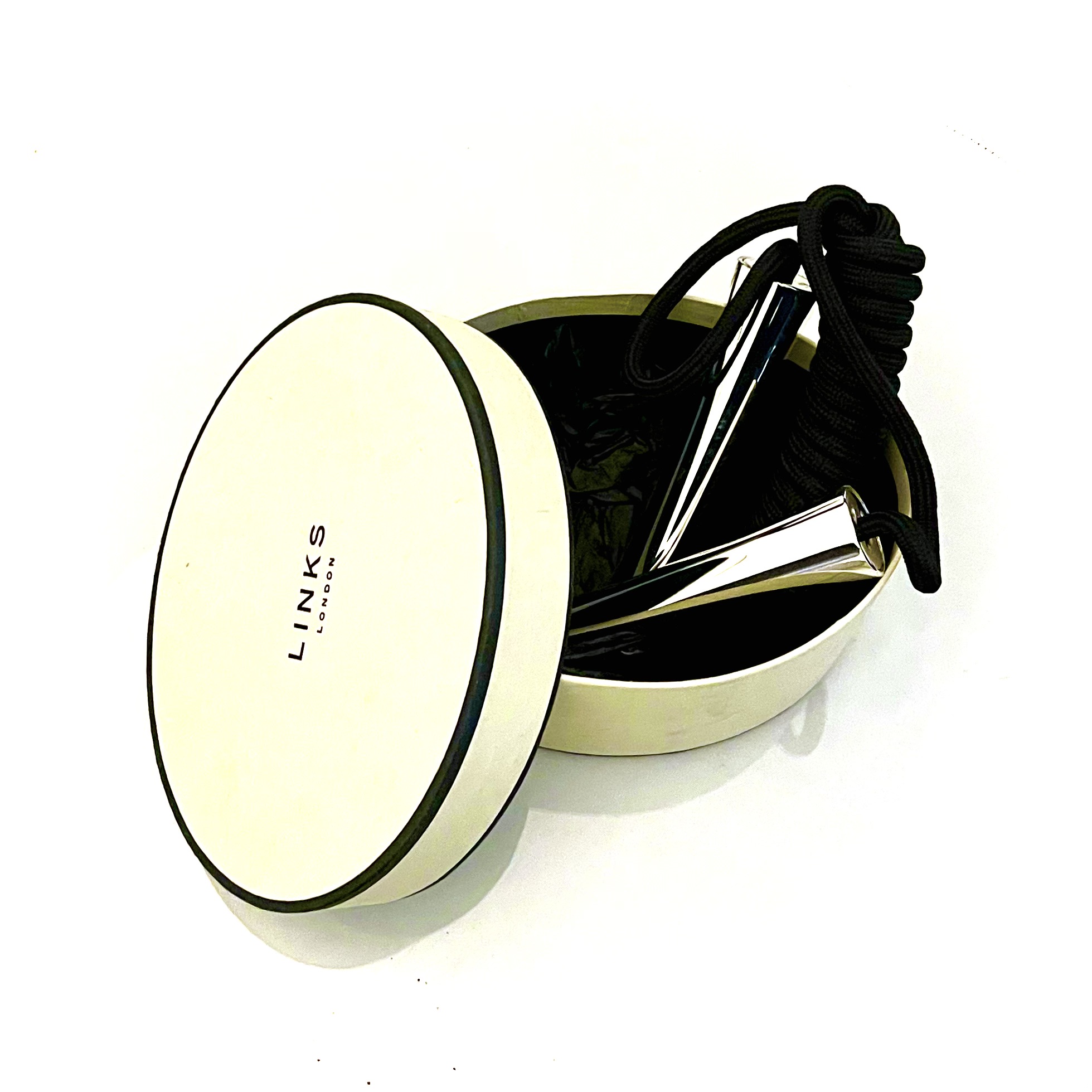 Links of London skipping rope with polished curved silver handles