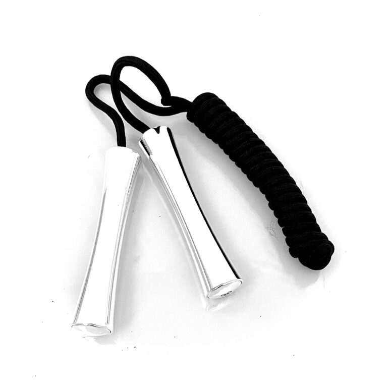Sculptural curved skipping rope handles by Links of London