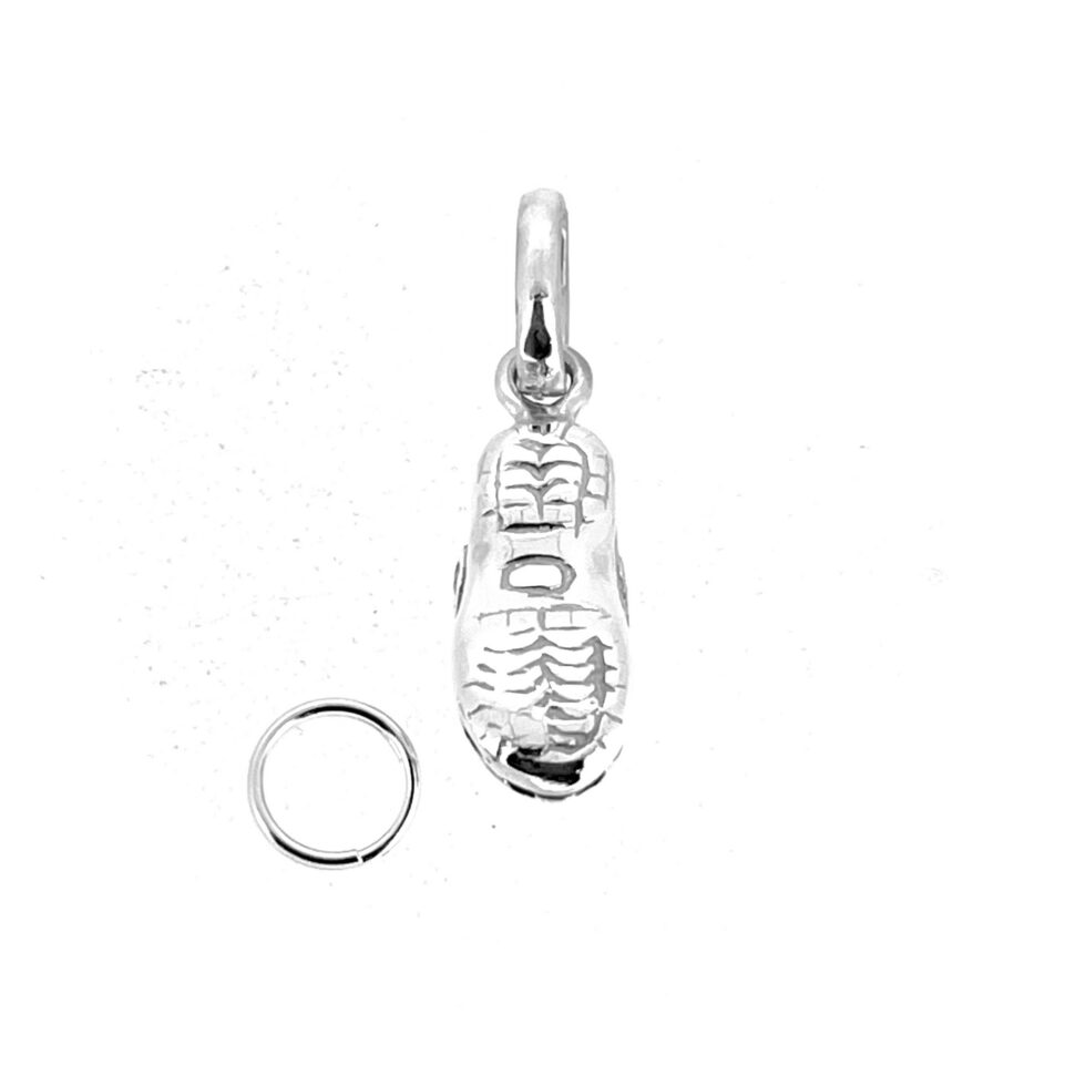 Side view of vintage sterling silver vented shoe charm