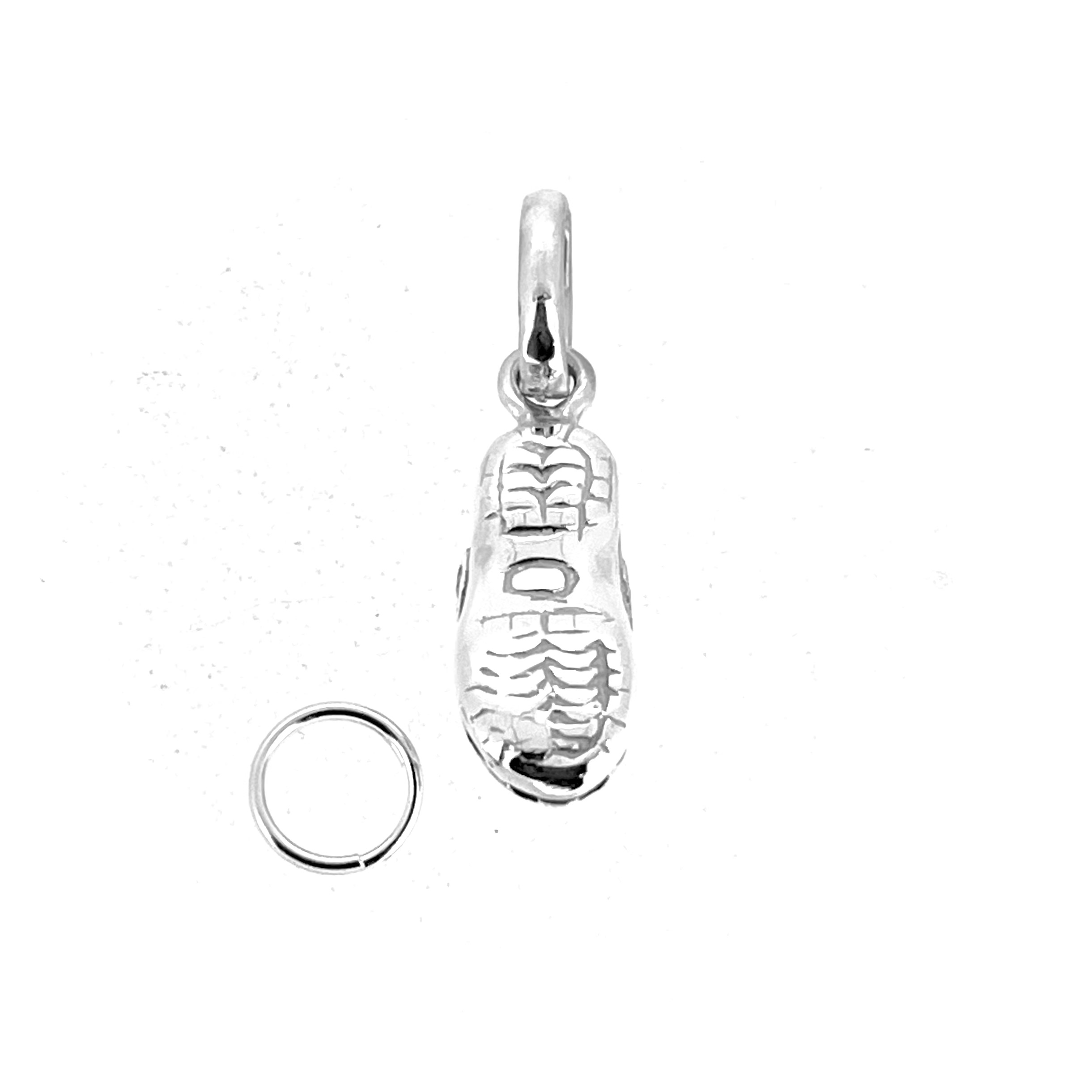 Side view of vintage sterling silver vented shoe charm