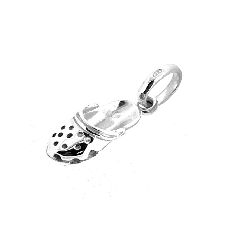 Sterling silver shoe charm measuring approximately 18mm long